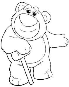 a cartoon bear holding a baseball bat coloring pages for kids, printable and coloring