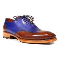 Paul Parkman Handmade Shoes Men's Shoes Wingtip Goodyear Welted Blue / Brown Oxfords (PM3003)-AmbrogioShoes Brown Oxfords, Mens Designer Shoes, Goodyear Welt, Handmade Shoes, World Of Fashion, Blue Brown, Designer Shoes, Calf Skin, Dress Shoes Men