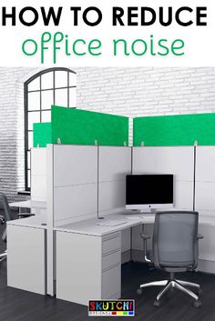 an office cubicle with the words how to reduce office noise in front of it