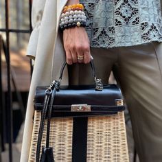 Willa Woven Black Straw Hand Bag Hermes Kelly Black Outfit, Moynat Bag, Rattan Handbags, Cracker Jack, Timeless Bags, Wicker Bags, Straw Handbags, Rattan Bag, Woven Rattan