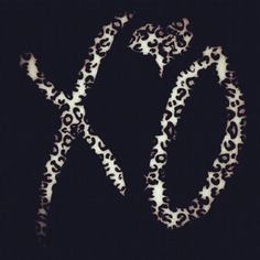 the letters x and o are made up of leopard print on a black background with white spots