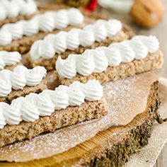 there are many desserts on the table ready to be eaten