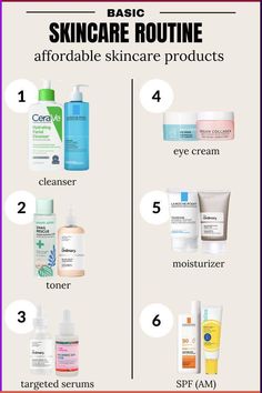 Finding the right skincare products shouldn't be super expensive. Find the right products for your face using this guide! There are so many affordable products out there for your skin's needs. Give your skin some love and start glowing! #skincare #skincaretips #skin #skinadvice #skincareadvice #skincareroutine #skincareroutines #skincareforbeginners #skincarehacks #skincaresecrets #beauty #beautytips Skincare Steps For Combination Skin, Great Face Products Skin Care, Simple Skincare Routine Combination Skin, Affordable Skin Care For Combination Skin, Best Facial Products Skincare, Best Products For Face Skincare, Face Care Essentials, Best Skincare Routine Products, Simple Affordable Skincare Routine