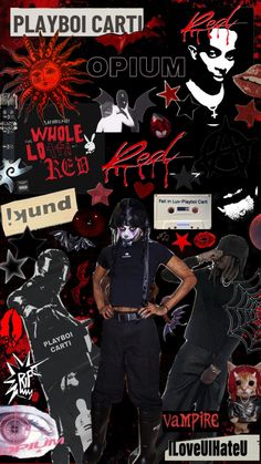 a collage of various images with the words playboi cari on them