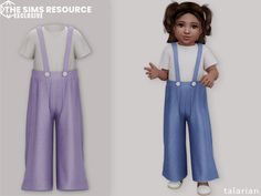 This overalls with suspenders is a stylish and versatile piece of clothing that can be worn for both casual and semi-formal occasions. The Sims Resource - Sims 4  - Toddler - Clothes - Everyday-Party #thesims4cc #sims4 #sims4cc #tsr #thesimsresource #sims4clothes #toddler Sims 4 Cc Toddler Clothes, Cute Dungarees, Toddler Designer Clothes, Cc Clothes, Sims 4 Cc Folder