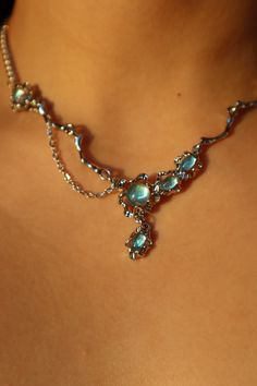 Opal Dangle Necklace – Cutethingscommin Ethereal Jewelry, Dangle Necklace, Y2k Accessories, Dangle Necklaces, Best Gifts For Her, Waterproof Jewelry, 2022 Fashion, Silver Shop, Girly Jewelry