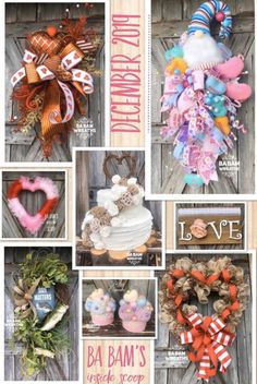 a collage of different items that include wreaths, decorations and other things to decorate