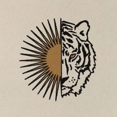 an image of a tiger with sunburst on it's face