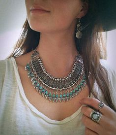 Silver Turquoise Necklace, Gypsy Necklace, Afghan Necklace, Free People, Boho Jewelry, Silver Boho Necklace, Statement Necklace Silver Boho Necklace, Silver Boho Jewelry, Turquoise Statement Necklace, Free People Jewelry, Statement Choker Necklace, Bohemian Necklace, Necklace Statement, Jewelry Outfit, Diamond Pendant Necklace