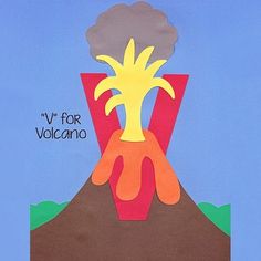 an image of a volcano made out of paper with the words v for volcano on it