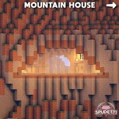 an image of a mountain house in the middle of a room with lots of bricks