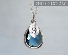 "This beautiful simulated sapphire necklace would be a perfect gift for a wedding, birthday, anniversary, graduation, or for any occasion. The silver, gold-plated, or rose gold sapphire teardrop-shaped pendant is made of glass and shines beautifully in the light. It measures approximately 12.5x16mm and is hung on a 16\", 18\" or 20\" chain. The chain options include silver-plated, gold-plated, rose gold-plated, sterling silver, 14K gold-filled, or 14K rose gold-filled metal. The chains are daint Personalized Blue Jewelry For May Birthstone, Personalized Blue May Birthstone Jewelry, Silver Teardrop Birthstone Necklace For Gift, Sterling Silver Teardrop Birthday Necklaces, Sterling Silver Teardrop Necklace For Birthdays, Sterling Silver Teardrop Necklace For Birthday, Personalized Drop Jewelry For Anniversaries, Personalized Drop Jewelry For Anniversary, Blue Sterling Silver Birthstone Necklace For Gifts