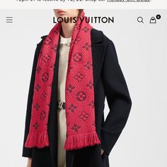 Brand New Never Used. No Longer Available Online Louis Vuitton Scarf, Louis Vuitton Official Website, Silk Gifts, Louis Vuitton Red, How To Wear A Scarf, Red Accessories, Logo Knit, Monogram Pattern, Louis Vuitton Accessories