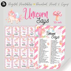 unicorn sayings with pink and white stripes