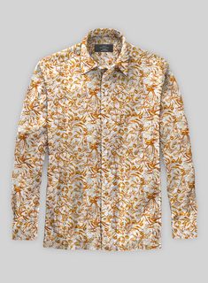 Infuse your summer wardrobe with the warmth of our Italian Gisella Summer Linen Shirt. Crafted from a premium blend of cotton and linen, adorned with an intricate botanical print in a sun-kissed palette of yellow and white. This shirt reflects the golden hues of a summer sunset, bringing a touch of Italian luxury to your everyday attire.   Whether you're attending a garden party or enjoying a leisurely weekend brunch, this shirt promises to be a versatile statement piece for any summer occasion. Summer Linen Shirt, Master Tailor, Pattern Weights, Italian Suit, Summer Linen, Weekend Brunch, Summer Sunset, Italian Luxury, Botanical Print