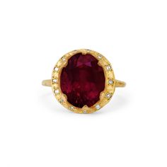 14k gold with oval shaped ruby, fracture filled for clarity enhancement, and 0.10ctw diamonds in an elegant crown bezel. This handmade, organic heirloom is a one of a kind piece from our Queen collection. Oval Ruby Ring, Elegant Crown, Ruby Sapphire, Aquamarine Blue, Ruby Ring, Morganite, Rose Cut, Ring Necklace, Jewelry Care