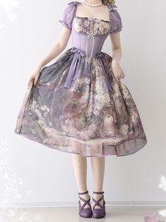 This price includes a dress only, others are not included.  Capture the essence of classic Lolita style with this stunning dress. The basque waist design creates a flattering silhouette, while the square neckline and puff sleeves add a touch of elegance. The intricate oil painting print features vibrant floral details, making this one piece dress a charming addition to any wardrobe. Embrace your love for Lolita fashion with this exquisite piece that effortlessly combines timeless beauty with modern flair.   	 		 			Size 			S 			M 			L 			XL 			2XL 		 		 			Bust 			78-82 			82-86 			86-90 			90-96 			96-102 		 		 			Waist 			60-64 			64-68 			68-72 			72-76 			76-80 		 		 			Full Length 			109 			110 			111 			112 			113