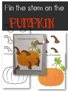 Pin the stem on the pumpkin. A fun class or team game to accompany fall carnival, Halloween or autumn activities. Printable in colour or B&W. Laminate and cutout shapes to play. Pumpkin activities and pumpkin games are great for hands on learning. Be sure to check out my other pumpking and nature resources. Pumpkin Game, Pumpkin Games, Fall Carnival, Pumpkin Activities, Activities Printable, Pumpkin Printable, Carnival Halloween, Team Games, Fall Birthday