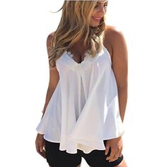 White Lace Tops Spaghetti Party, Sleeveless Chiffon Blouse, Evening Blouses, Chiffon Tank Tops, Flowy Tank Tops, Women Blouses, Summer Tank Tops, Tank Top Camisole