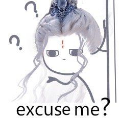 a drawing of a woman with her hair pulled back and the words excuse me?