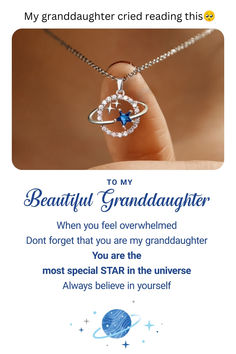 "She was in tears when she called to say thank you". - Sam S. ⭐️⭐️⭐️⭐️⭐️ Your granddaughter is one of a kind. She lights up your life with her smile and makes you feel incredibly proud. Now, it’s time to celebrate her uniqueness with a very special gift. Our beautiful granddaughter necklace is just perfect for the occasion. This ring is made with love and care, just for your granddaughter. It comes complete with our heartfelt giftcard, so she knows how much you cherish her. Shop Now! Sterling Silver Birthstone Jewelry For Father's Day, Meaningful Silver Jewelry For Birthday Gift, Inspirational Silver Jewelry For Father's Day, Inspirational Hypoallergenic Jewelry For Mother's Day, Silver Hypoallergenic Necklace For Father's Day, Silver Inspirational Necklace For Her, Inspirational Silver Necklace Gift For Her, Inspirational Sterling Silver Jewelry For Anniversary, Inspirational Silver Necklace For Her