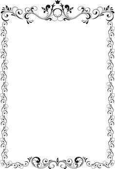 an ornate black and white frame with swirly scrolls on the border, for use as a