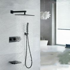 the shower head is connected to the wall