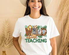 Wild about Teaching shirt, the ideal Teacher shirt to wear for a zoo or safari trip. Buy it for yourself or give it as the perfect Zoologist gift. Wild about teaching shirt, Teacher shirts, Teacher Gift, zoologist gift, Zoologist shirt, teacher group shirts, zoo trip shirts ⭐️HOW TO ORDER⭐️ Select your quantity of shirts in the specific colour/size and click "ADD TO BASKET"   Repeat as needed by returning to the listing button to add more shirts. Proceed to Checkout  Price is per shirt. Please a Casual Short Sleeve Shirt For Teaching, Zoo Trip Shirts, Zoo Trip, Safari Trip, Trip Shirts, Teaching Shirts, Group Shirts, Adulting Shirts, Travel Shirts