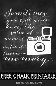 a black and white poster with the words, you will never know the value of a moment until it becomes a memory