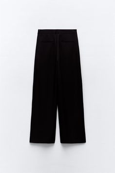 WIDE LEG PAREO PANTS - Black | ZARA United States Chic Wide-leg Work Pants With Pockets, Classic Baggy High-waist Bottoms, Ankle-length Solid Cargo Pants With Belt Loops, Baggy Straight Dress Pants With Pockets, Solid Ankle-length Cargo Pants With Belt Loops, Ankle-length Cargo Pants With Belt Loops, Baggy Ankle-length Dress Pants With Pockets, Baggy High Waist Dress Pants With Pockets, High Waist Baggy Dress Pants With Pockets