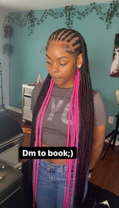 Feed Ins With Individuals In The Back, Cornrows Into Knotless Braids, Pretty Feed In Braids, Braids For A Vacation, Knotless Braids With Straight Backs, Peekaboo Straight Back Braids, Protective Braiding Hairstyles, Fulani Braids No Design, Hair Stylist Hairstyles