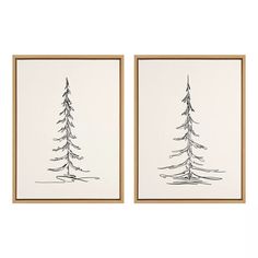 18" X 24" 2pc Sylvie Minimalist Evergreen Trees Sketch Framed Canvas Set By The Creative Bunch Studio - Kate & Laurel All Things Decor : Target Trees Sketch, Tree Sketches, Nature Wall Decor, Tree Canvas, Evergreen Trees, Drawing Prints, Canvas Wall Art Set, Framed Canvas Wall Art, Canvas Texture