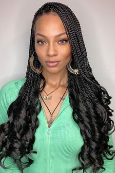 Box Braids With Loose Ends, Box Braids With Wavy Ends, Crochet Goddess Box Braids, Braids With Wavy Ends, Trendy Hairstyles For Short Hair, Curly Box Braids, Bob Haircut Tutorial, Protective Styles For Natural Hair Short, Pre Looped Crochet Hair