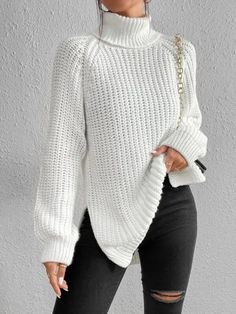 I loved it! It looks good quality the fabric is not so thin and not transparent! Ask for a larger size Split Sweater, Winter Turtleneck, Casual Turtleneck, Oversized Turtleneck Sweater, Oversized Turtleneck, Winter Pullover, Oversized Knitted Sweaters, Loose Sweater