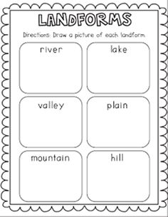 landforms worksheet with the words landforms