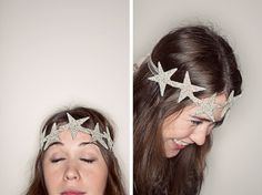 New Years chic. Star Headband, Party Headband, New Year's Crafts, Hat Ideas, Used Wedding Dresses, Glitter Stars, Design Sponge