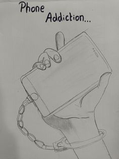 a drawing of a hand holding a cell phone with the words phone addition on it