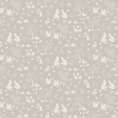 an animal themed wallpaper with white silhouettes and flowers on a light green background