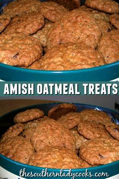 two pictures of oatmeal cookies in a bowl with the words, how to make an oatmeal treat