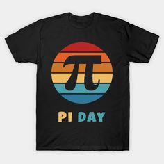 a pi day t - shirt that says pi day on the front, and an image of