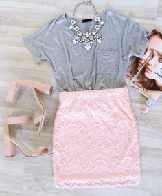 Atlanta Lace Skirt in Blush - Shop Priceless Skirt Pink Outfit, Pink Fall Outfits, Diy Skirt, Trendy Skirts, Lace Outfit, Casual Work Outfit, Fancy Outfits, Pink Outfit, Casual Fall Outfits