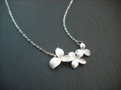 stunning necklace made with matte white gold plated nicely detailed triple flowers white gold plated chain and clasp can be upgrade to sterling silver. If you prefer sterling silver chain and clasp instead of white gold plated one, please order this link with this item! Listing: http://www.etsy.com/listing/61616817/sterling-silver-chain thank you Necklace White Gold, Cute Flowers, Gift Flower, Flower Girl Gifts, Flowers White, Necklace White, Butterfly Necklace, Stunning Necklace, Gold Plated Chains