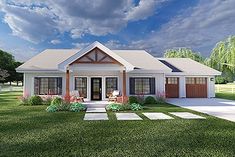 Plan 80523 | 2 Bedroom Small House Plan with 988 Square Feet Ranch House Floor Plans, Country Craftsman House Plans, Country Craftsman