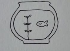 a drawing of a fish in a bowl