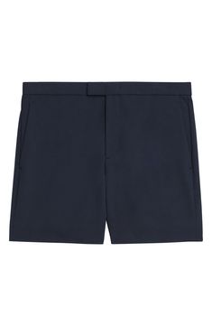 Cut from stretch-enhanced fabric, these shorts made with soft viscose feature a flat front and chino styling that keeps you looking smart at any occasion. 6" inseam; 23" leg opening; 10 3/4" front rise; 15 1/2" back rise Front slant pockets; back welt pockets 64% viscose, 30% nylon, 6% elastane Machine wash, dry flat Imported Classic Bermuda Shorts With Built-in Shorts, Summer Business Casual Elastane Bottoms, Business Casual Short Pants For Summer, Classic Relaxed Fit Shorts With Welt Pockets, Tailored Classic Shorts For Business Casual, Classic Tailored Shorts For Business Casual, Classic Shorts With Welt Pockets And Short Inseam, Classic Fitted Bermuda Shorts With Welt Pockets, Summer Shorts With Short Inseam And Welt Pockets