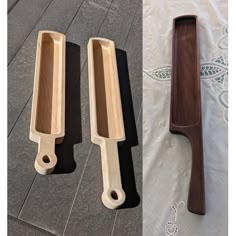 two different types of wooden objects on the floor