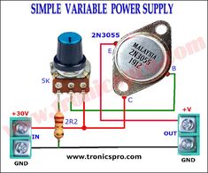 simple variable power supply circuit diagram with thermostaer and capacitorator