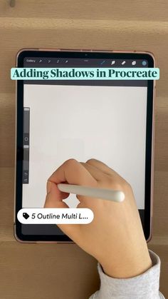 someone is writing on an ipad screen with the caption adding shadows in procreate