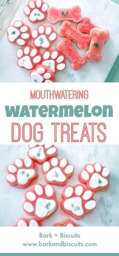 watermelon dog treats on a cutting board with the words mouthwatering watermelon dog treats