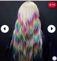 Hair Ideas For 2023, Rainbow Hairstyles, Long Ombre Hair, Rainbow Highlights, Brown Ombre Hair, Rainbow Mermaid